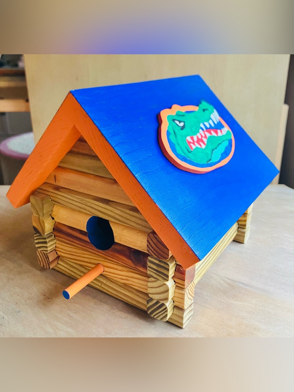 Florida Gators Wooden Painted Bird House NCAA Collectible 10”x10”x8” Handmade